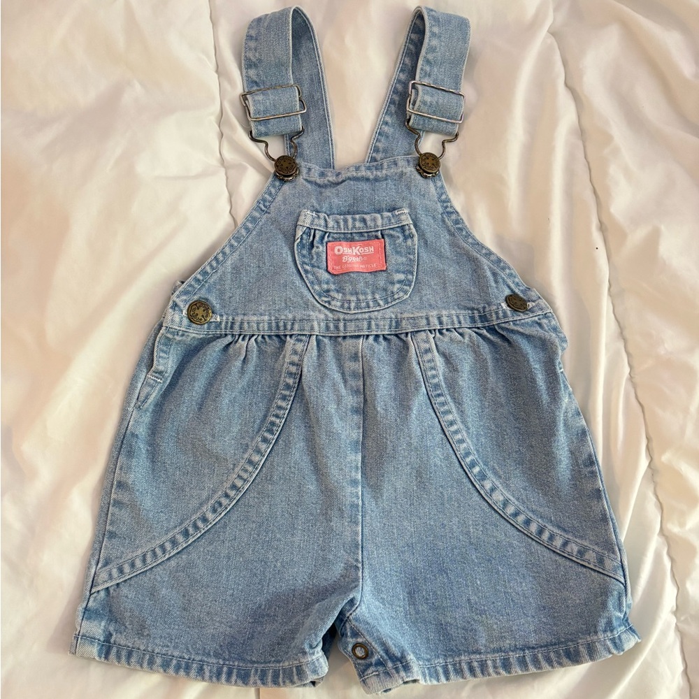 Vintage OshKosh shortalls with pink label 18M